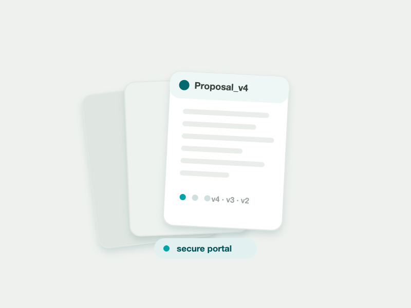 Version-controlled proposal documents with secure portal badge